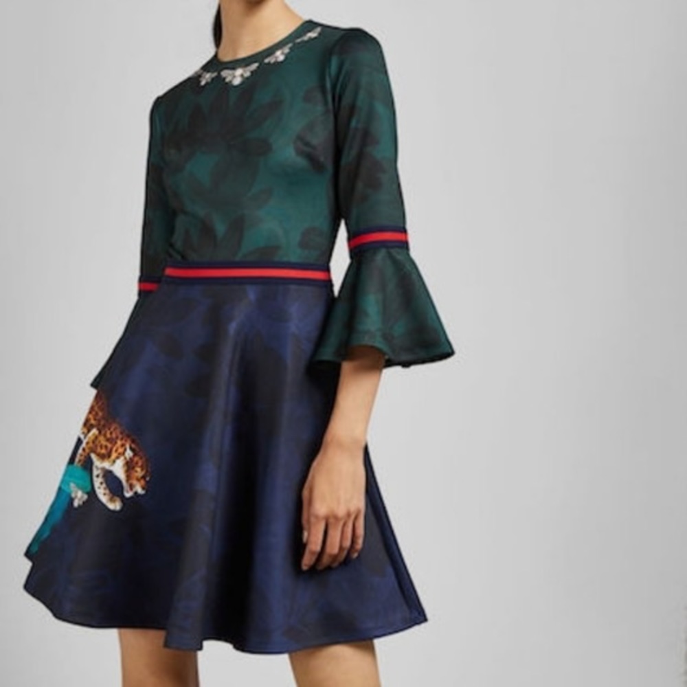 Ted Baker London Emileen Tiger Skater Dress TB5= US Size 12